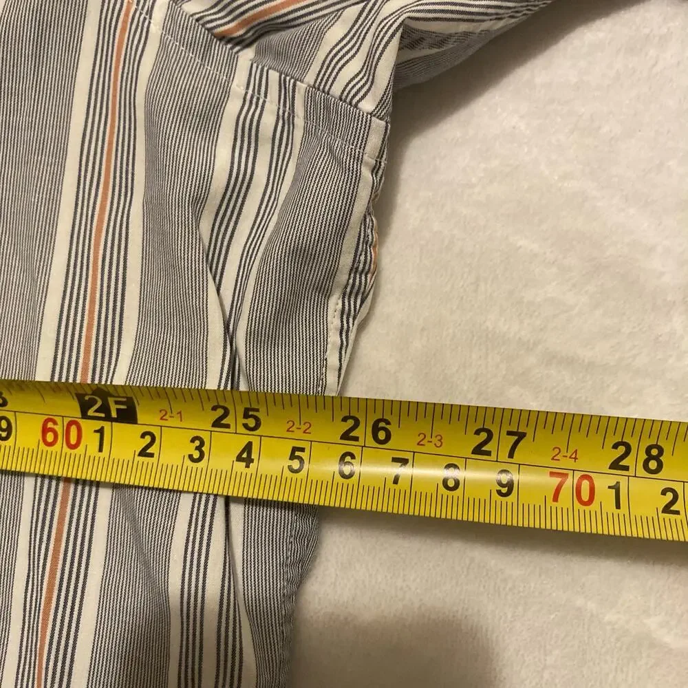 Banana Republic‎ Button Up Shirt Blue Orange Striped Long Sleeve Mens XL